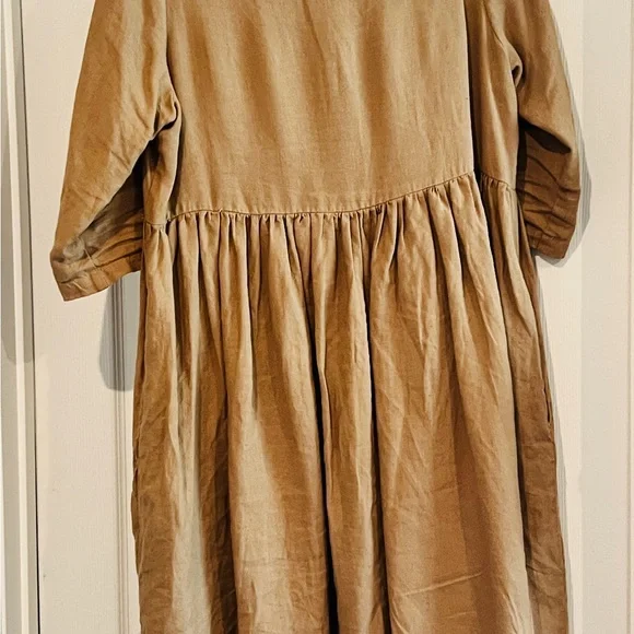 notPERFECTLINEN Tan dress M/L - Picture 4 of 5